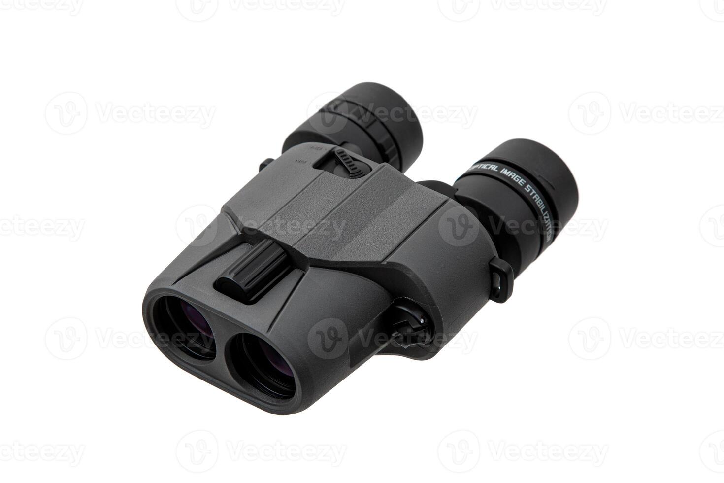 Modern binoculars. An optical instrument for observation at long distances. Isolate on a white back. photo