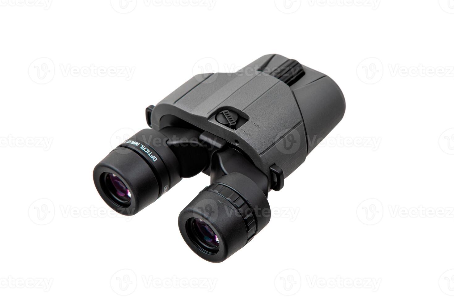 Modern binoculars. An optical instrument for observation at long distances. Isolate on a white back. photo