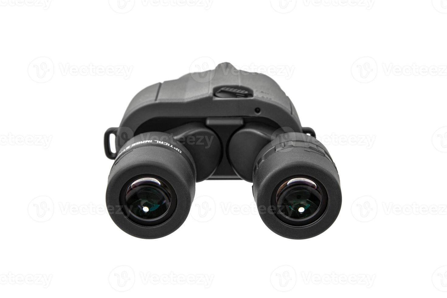 Modern binoculars. An optical instrument for observation at long distances. Isolate on a white back. photo