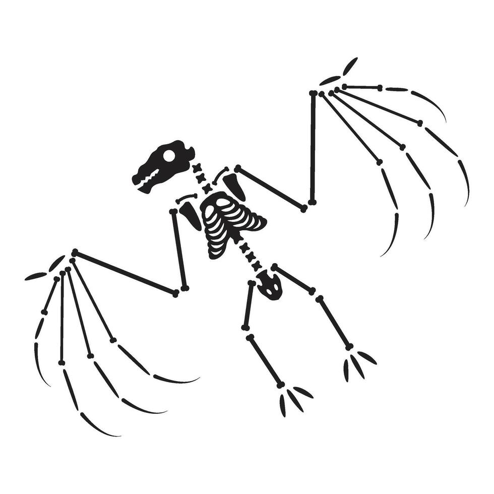 Decayed Winged Vampire Dried Skeleton Bones vector