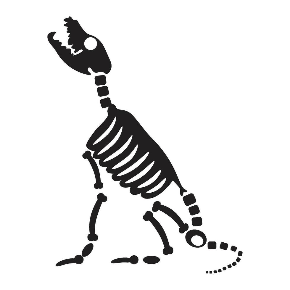 Decayed Wolf Howls Moon Dried Skeleton Bones vector
