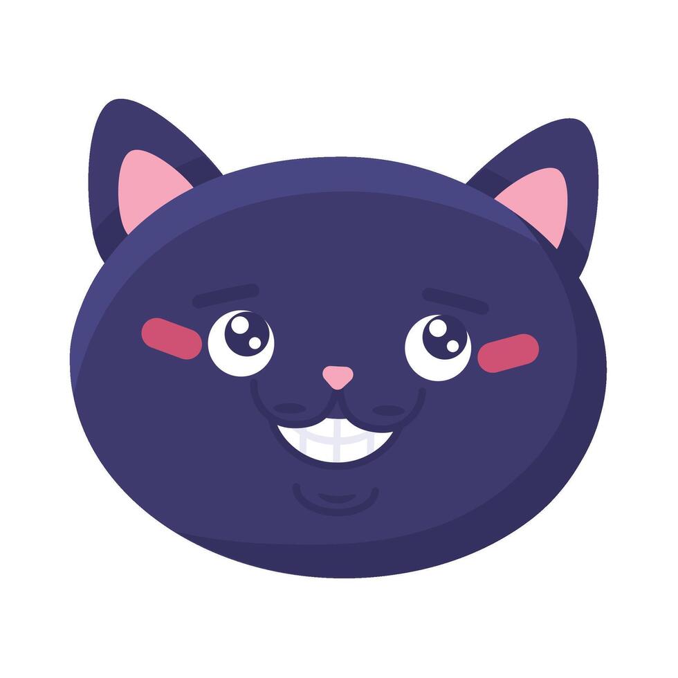 Well Groomed Cat With Dark Fur Shows Perfect Teeth vector