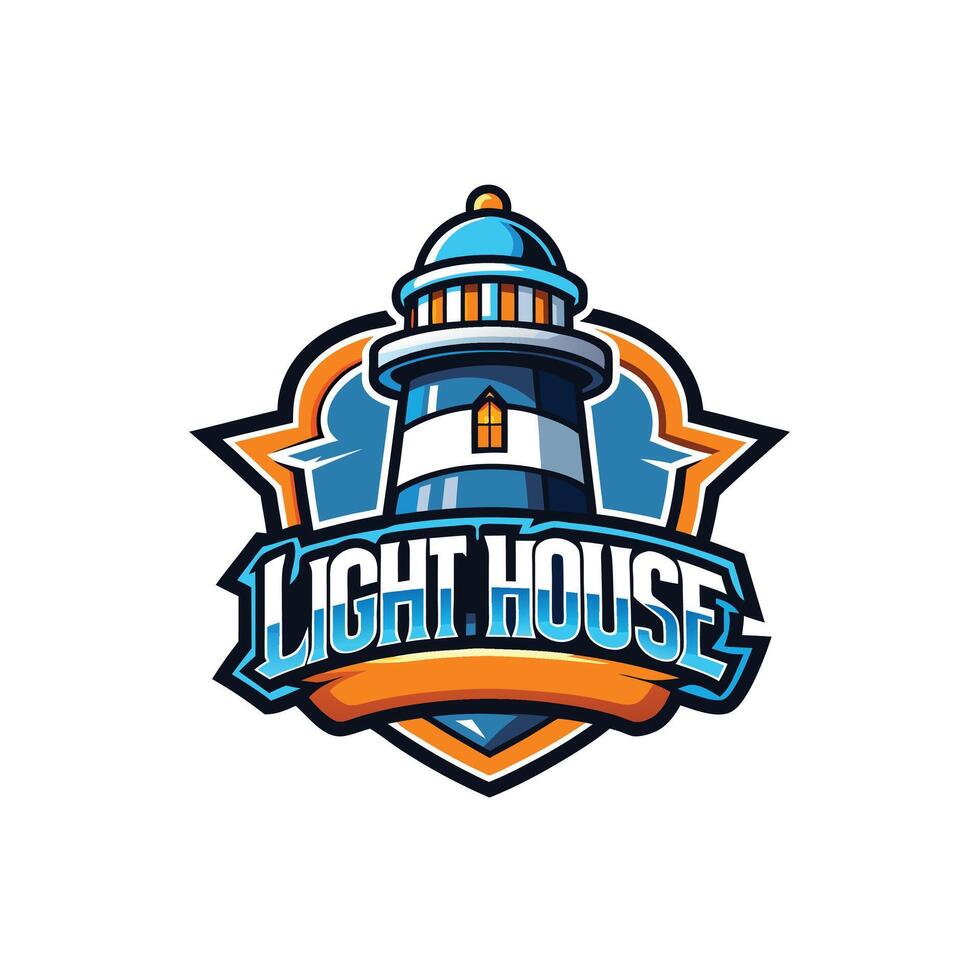 Light house with text mascot logo icon design vector
