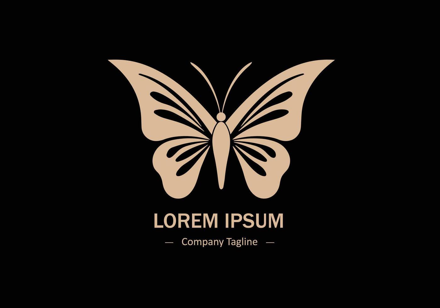 Minimal abstract logo of butterfly icon design on black background vector