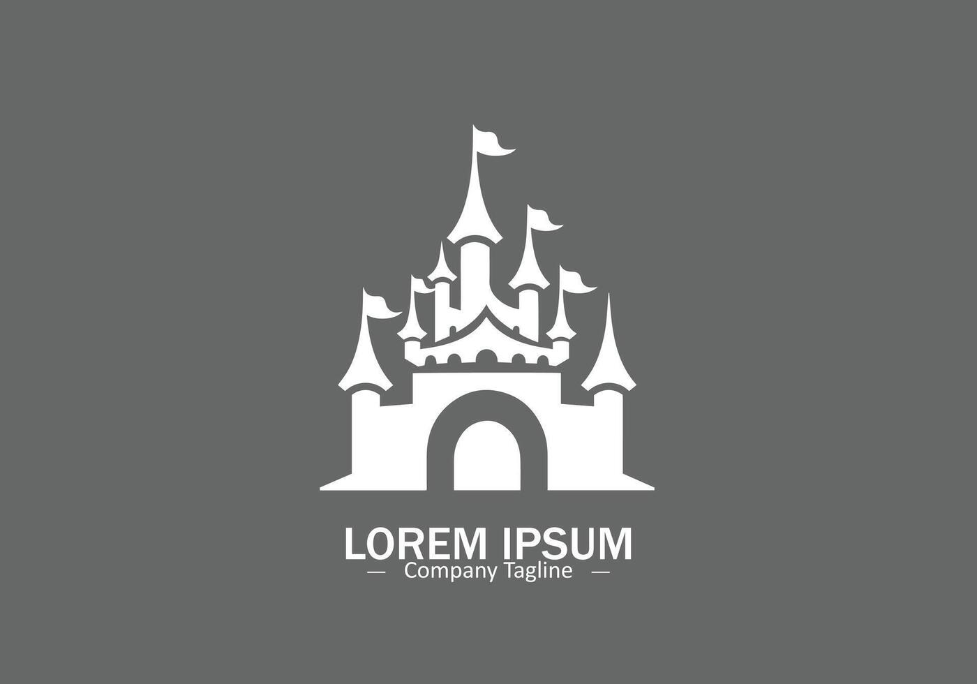 Minimal abstract logo of castle icon design on half white background vector