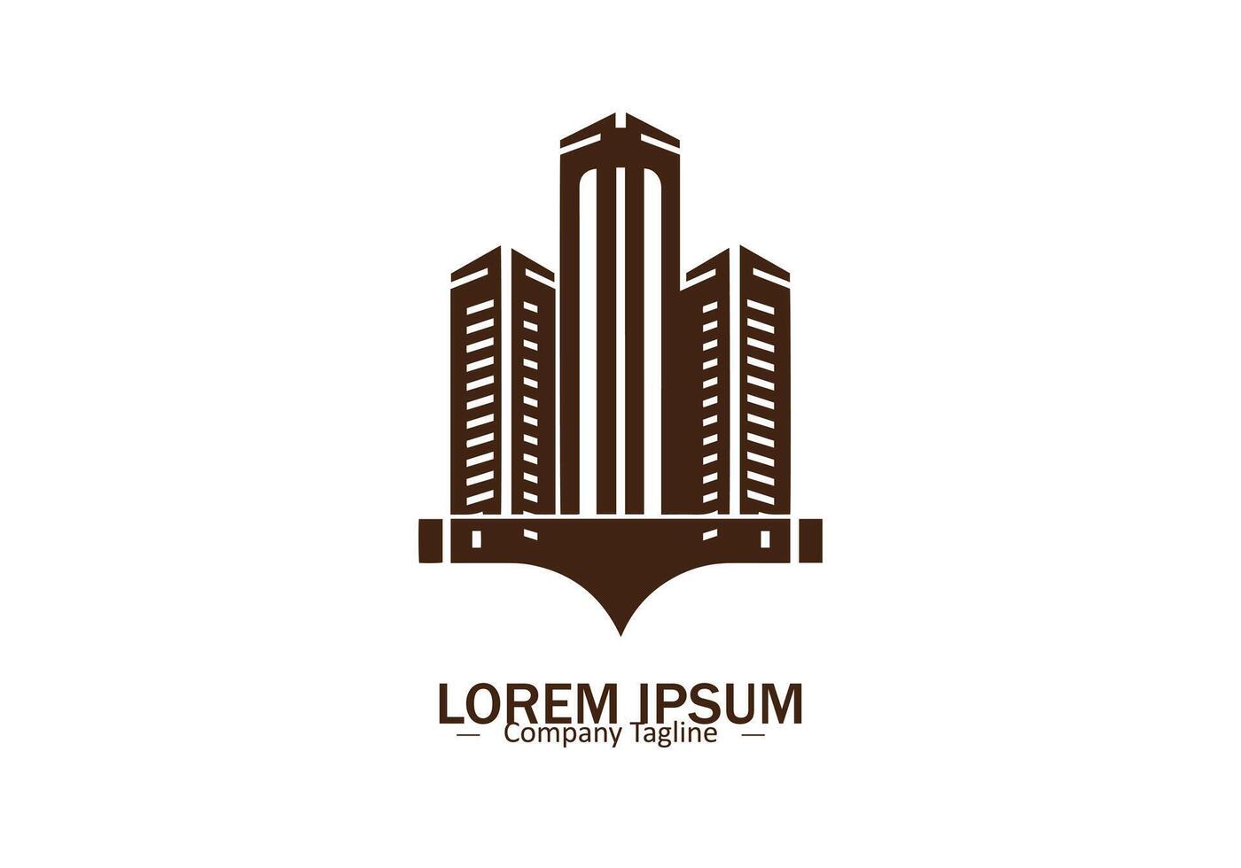 Minimal abstract logo of brown building icon design on white background vector
