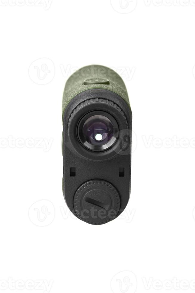 A small modern optical rangefinder. An electronic device for measuring distance. Isolate on a white back photo