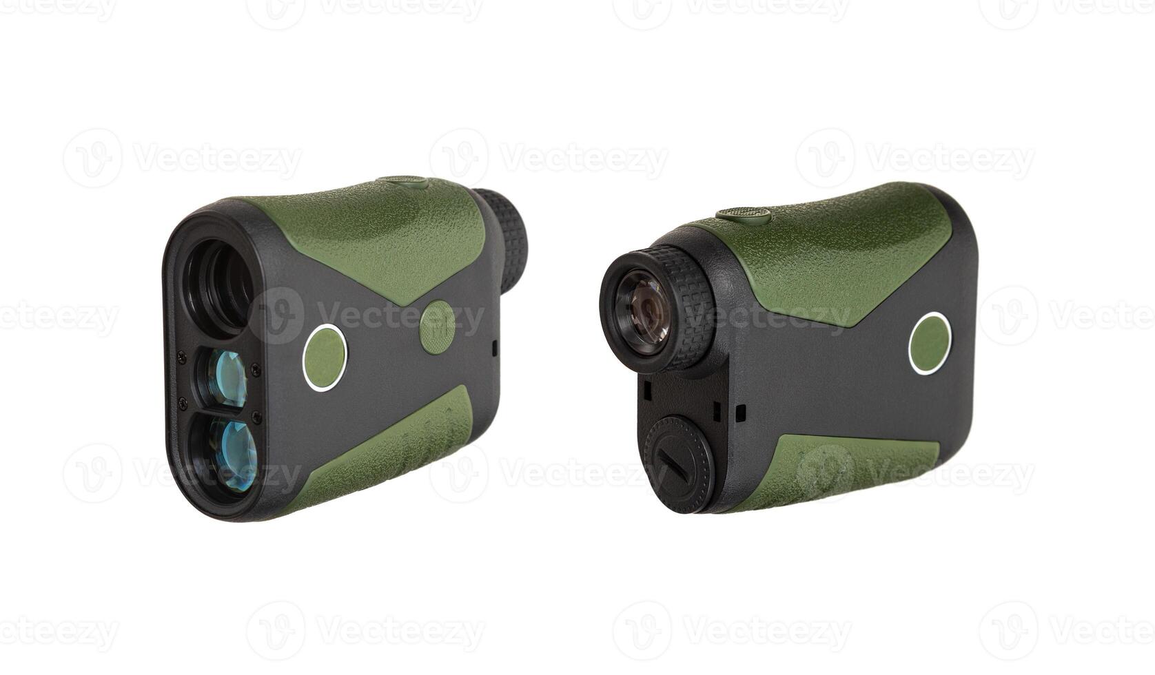 A small modern optical rangefinder. An electronic device for measuring distance. Isolate on a white back photo
