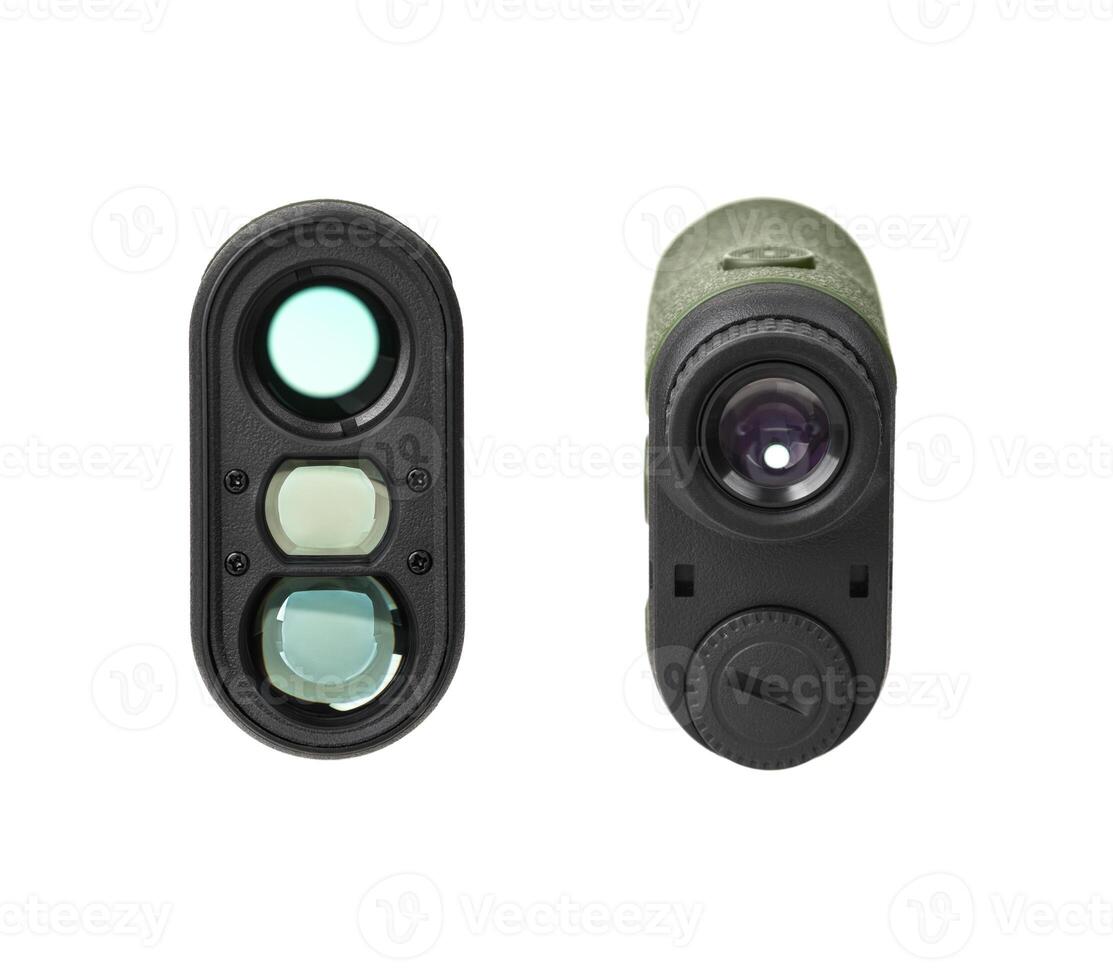 A small modern optical rangefinder. An electronic device for measuring distance. Isolate on a white back photo