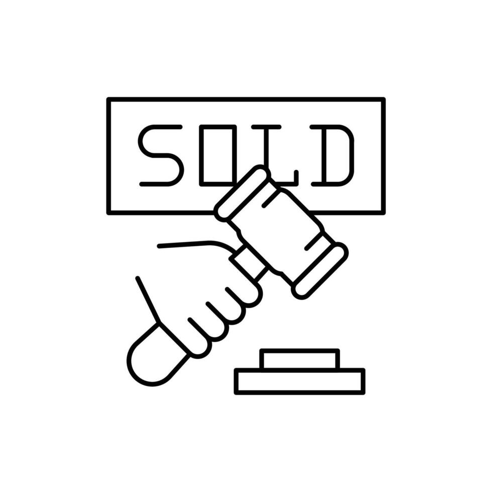 sold auction symbol thin outline icon design good for web or mobile app vector