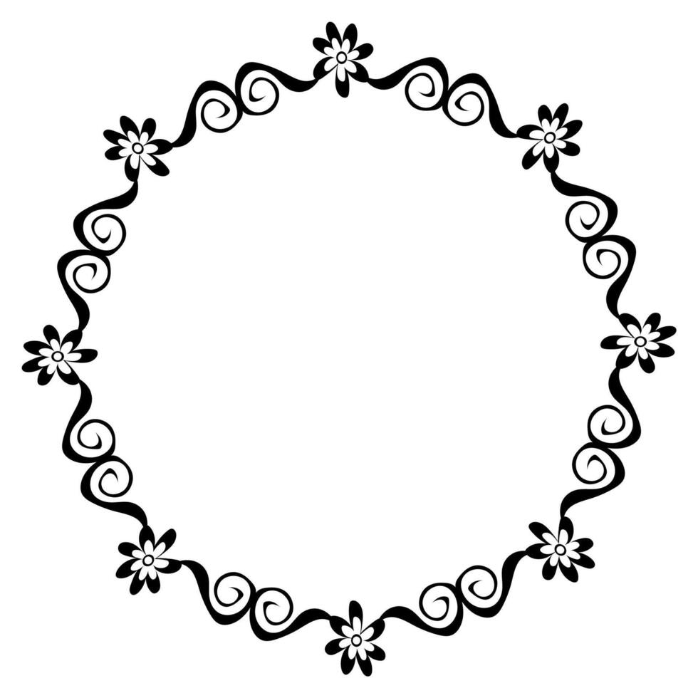 Original black round frame on a white background in doodle style vector