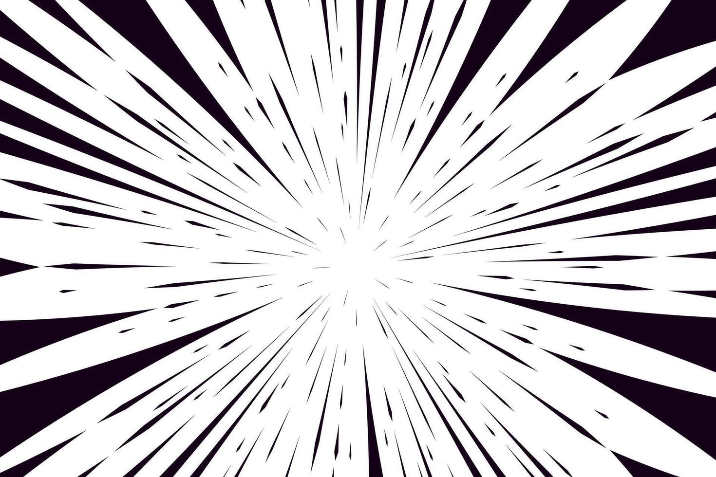 Radial design with black speed lines. Comic book art with dark colors. Abstract flat background vector