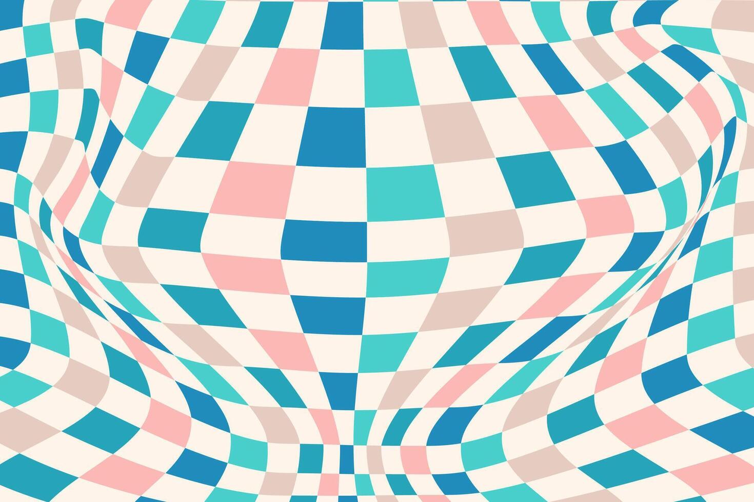 Checkerboard background, trippy chessboard with retro colors vector
