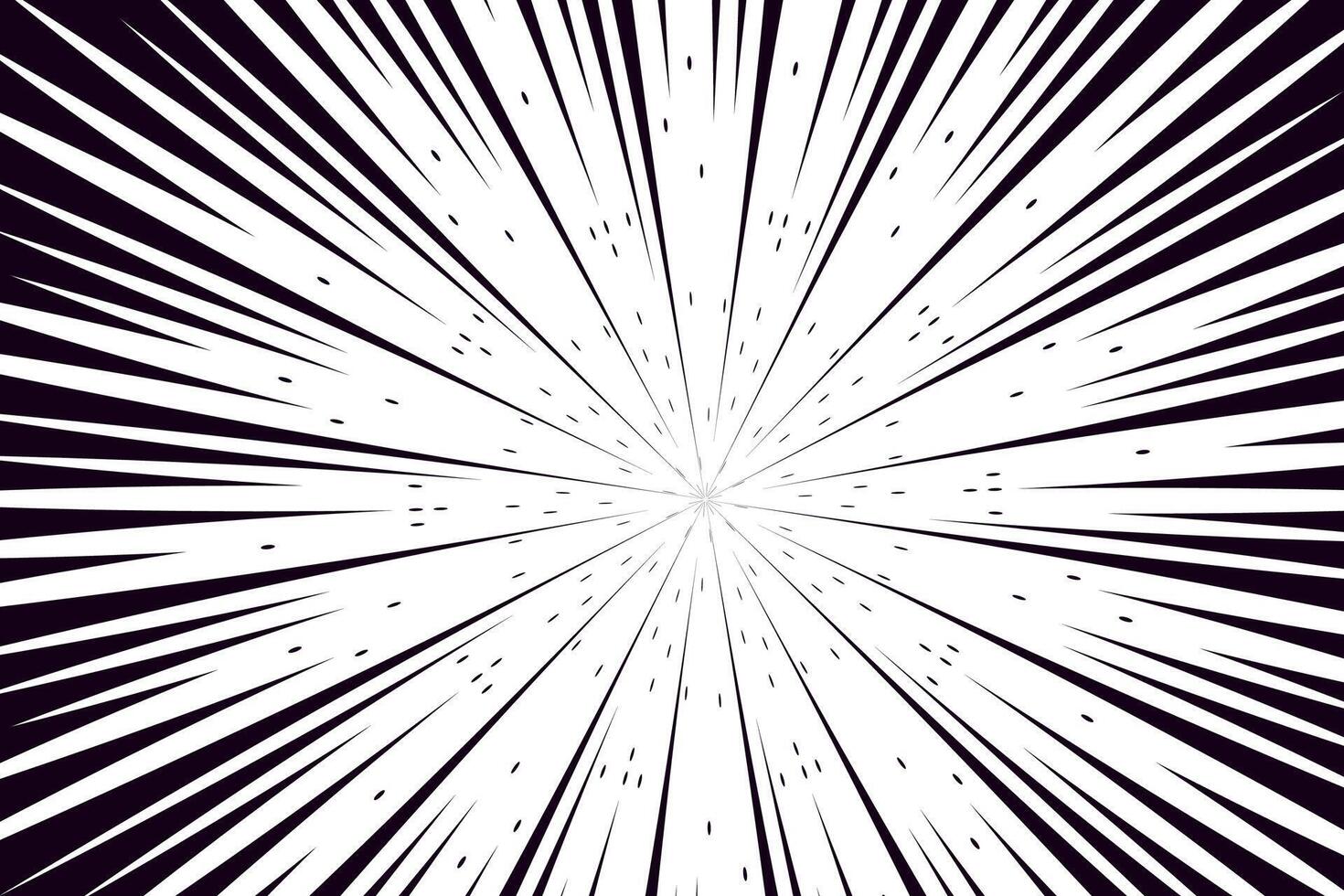 Anime art frame with explosion effect. Radial design with comic book speed lines vector