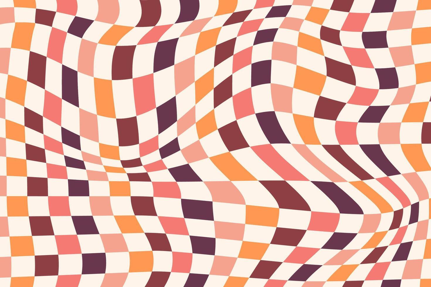 Psychedelic square chessboard in retro colors. Checkerboard background vector