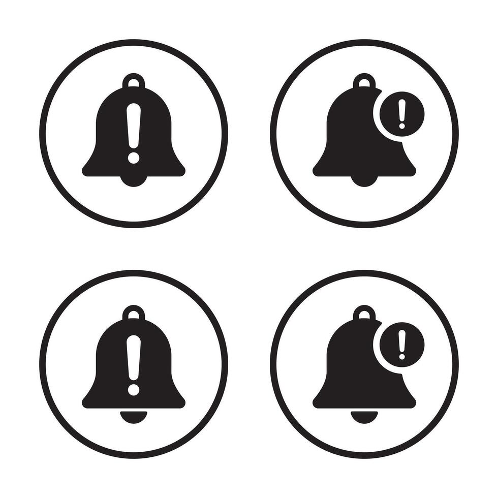 Warning bell icon on circle line. Alert notification concept vector