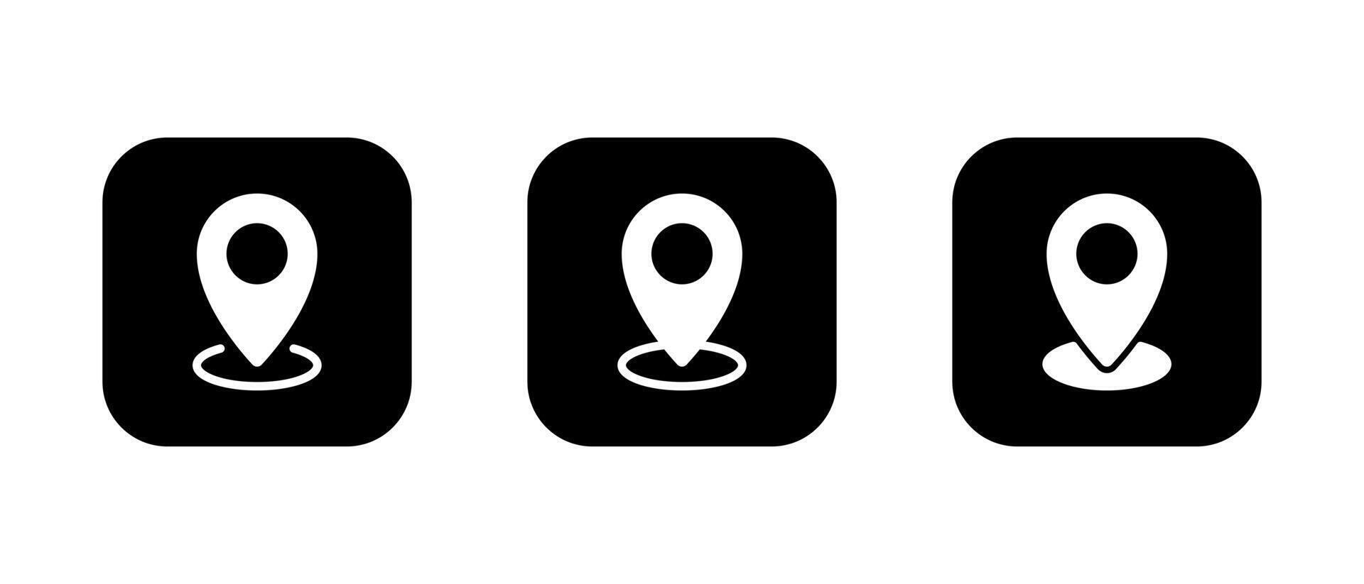 Address location, map pin icon on black square vector