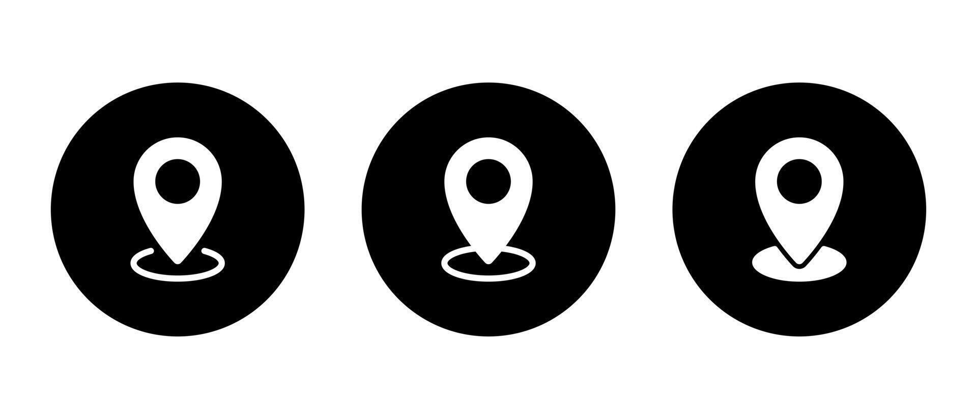 Address location, map pin icon on black circle. Place marker concept vector