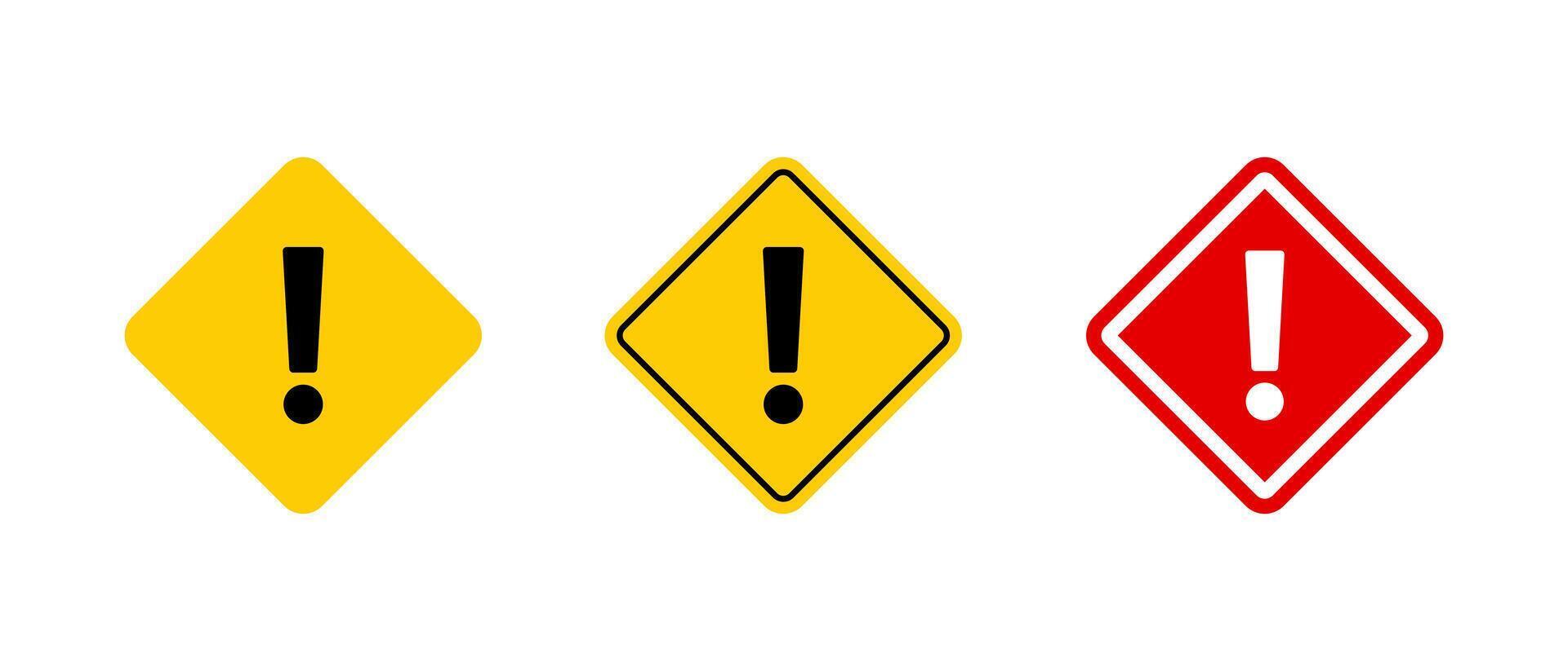 Square warning, caution icon set in flat design vector
