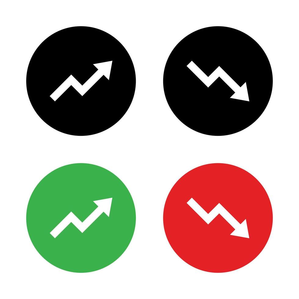 Uptrend and downtrend arrow icon on circle background. Zigzag arrows concept vector