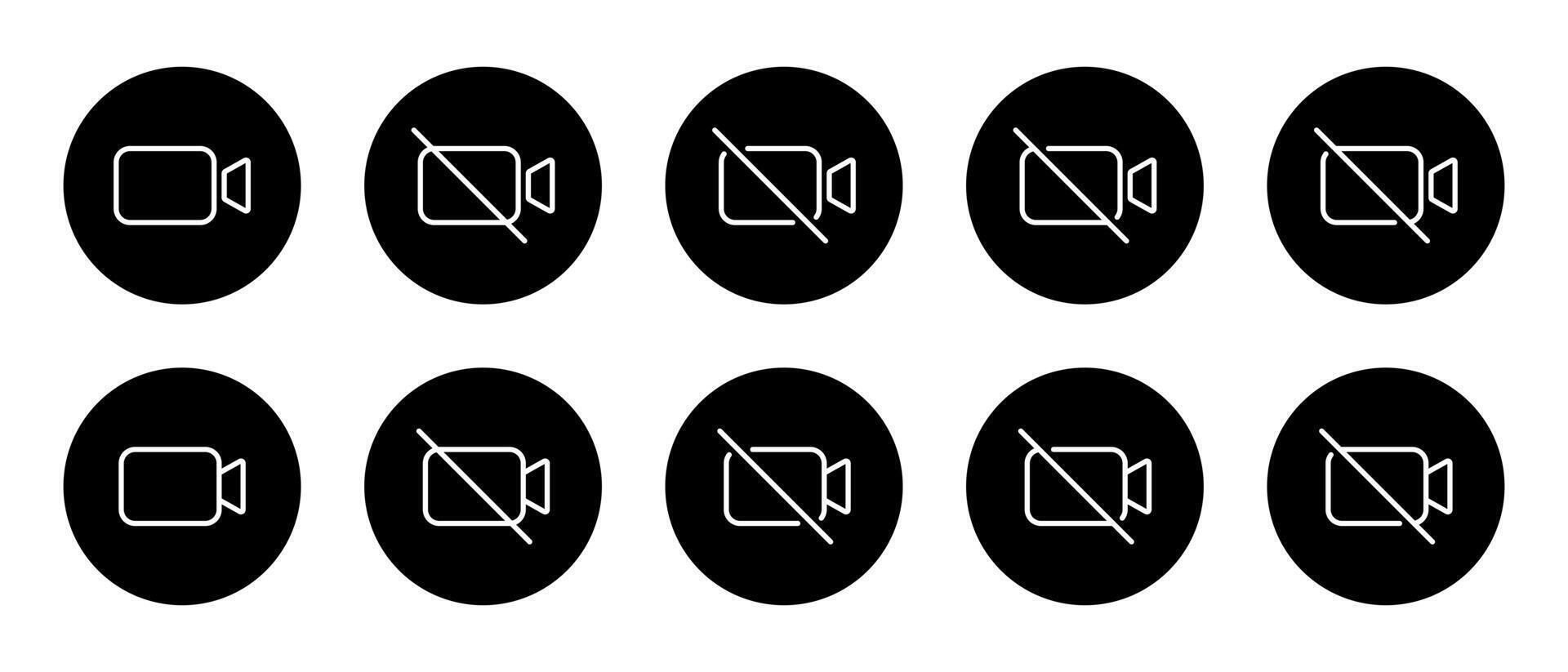 call line and mute icon set collection. Off camera concept vector