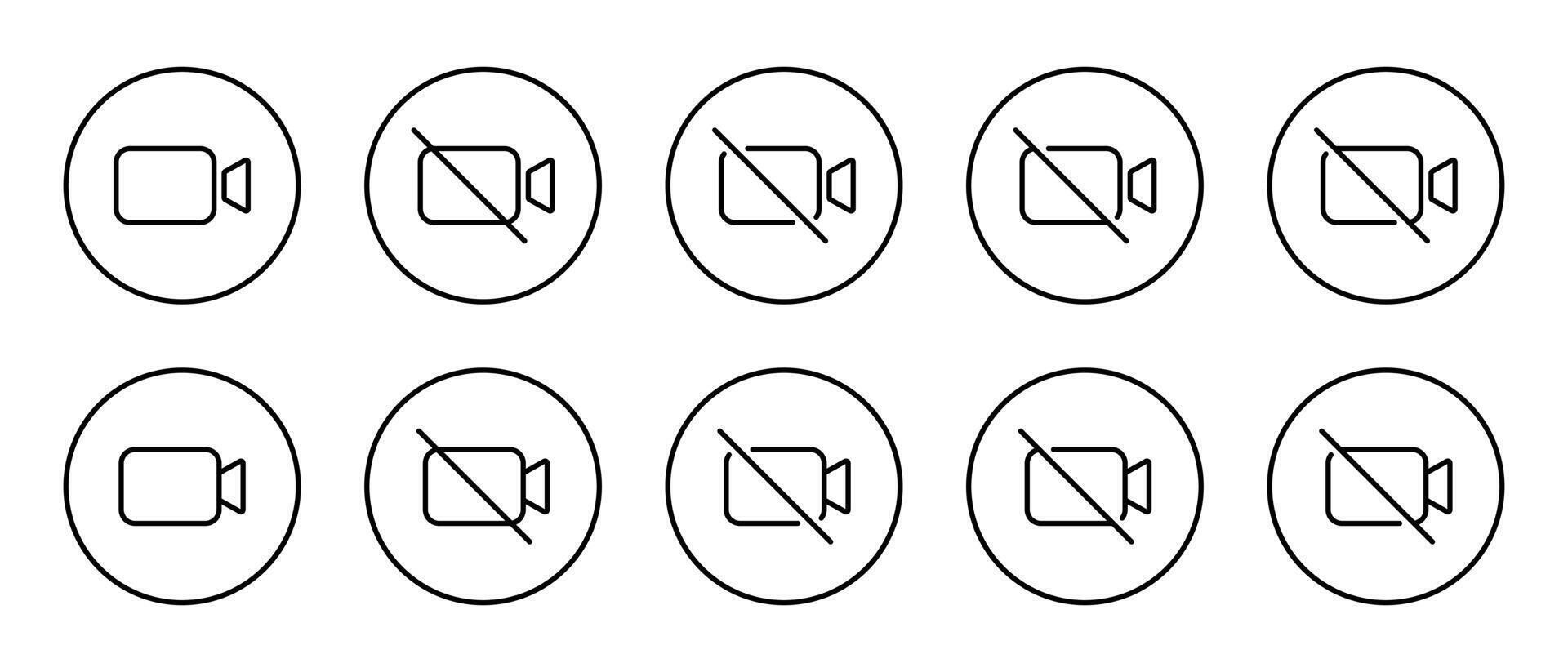call and mute icon set collection in line style. Off camera concept vector