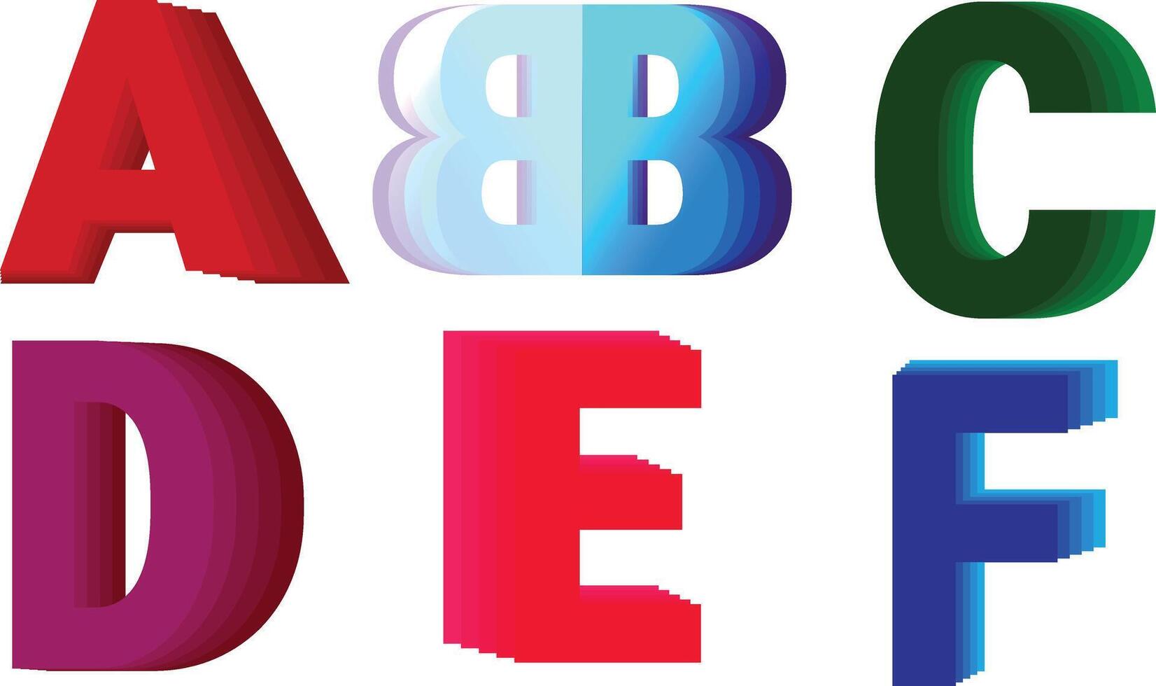 A B C D E and F letters Logos vector