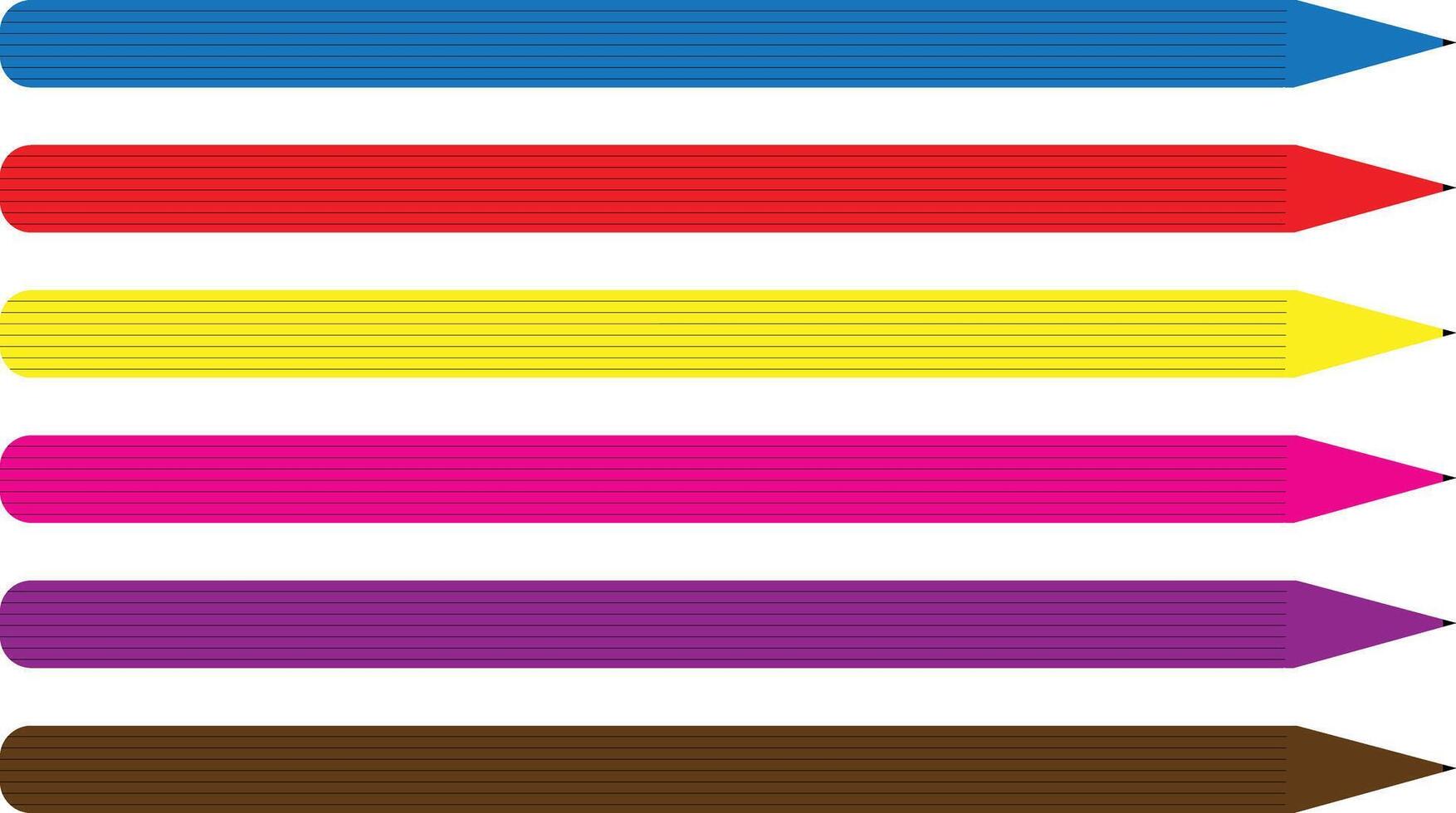 Pencils Set - six colorful pencils isolated on transparent white background vector