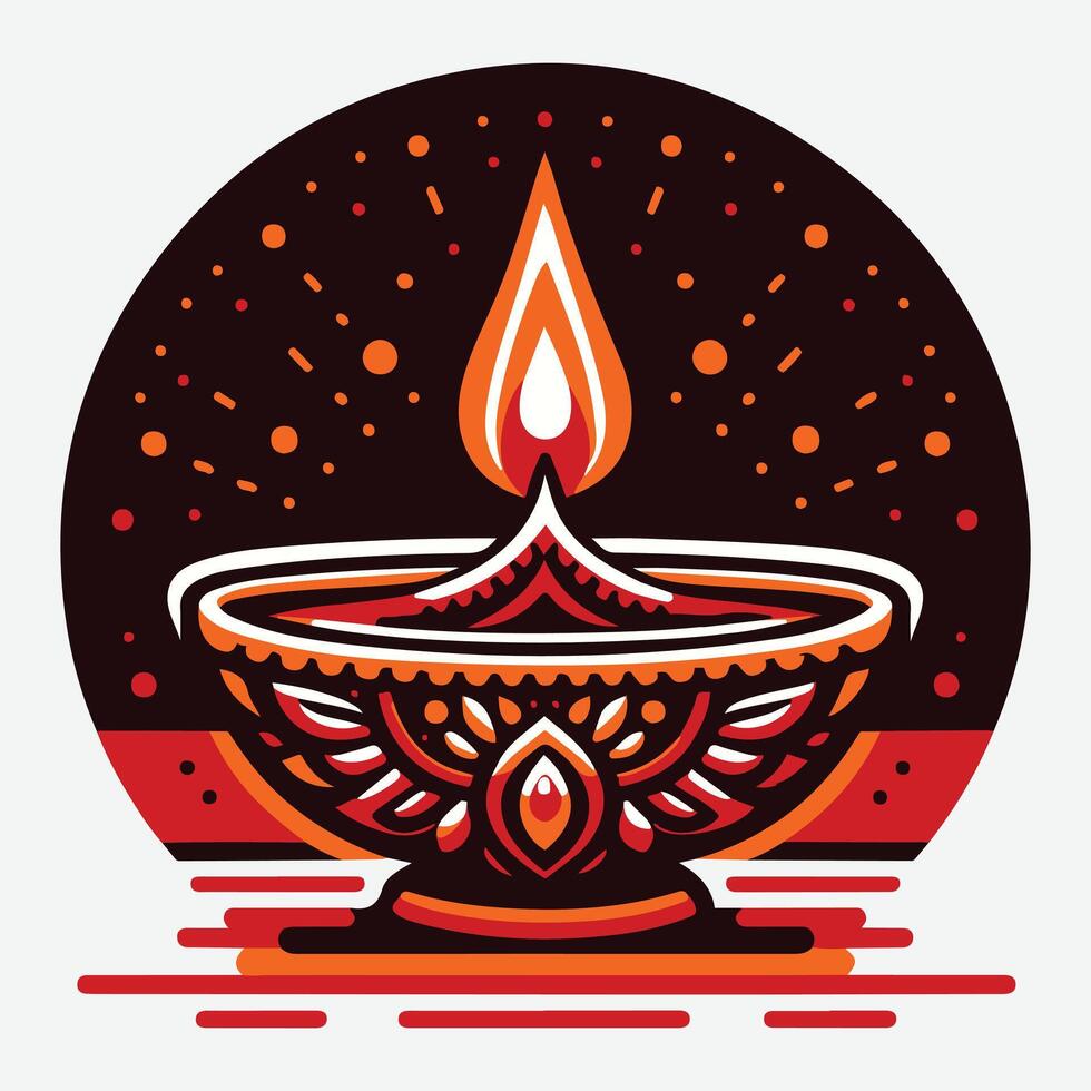 Cheerful Diwali Oil Lamp Graphics Perfect for Joyous Celebration Banners vector