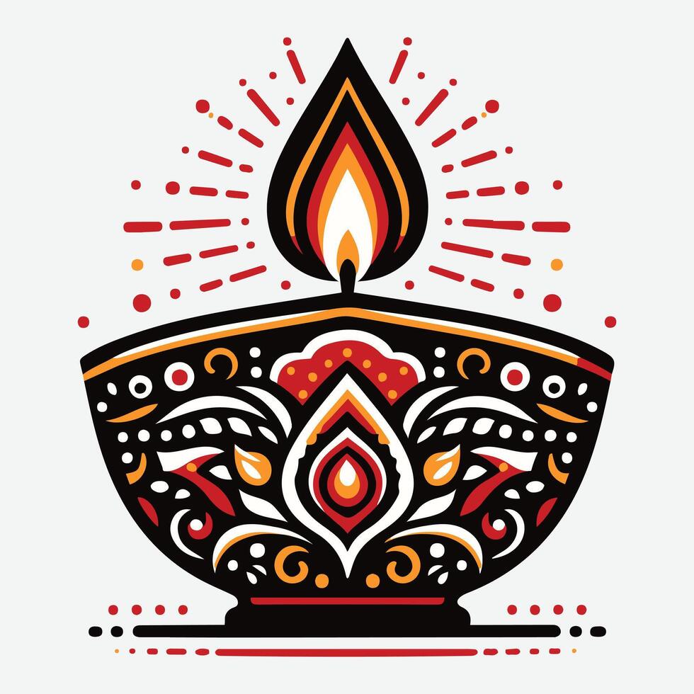 Playful Diwali Oil Lamp Designs for Festive Holiday Backgrounds vector