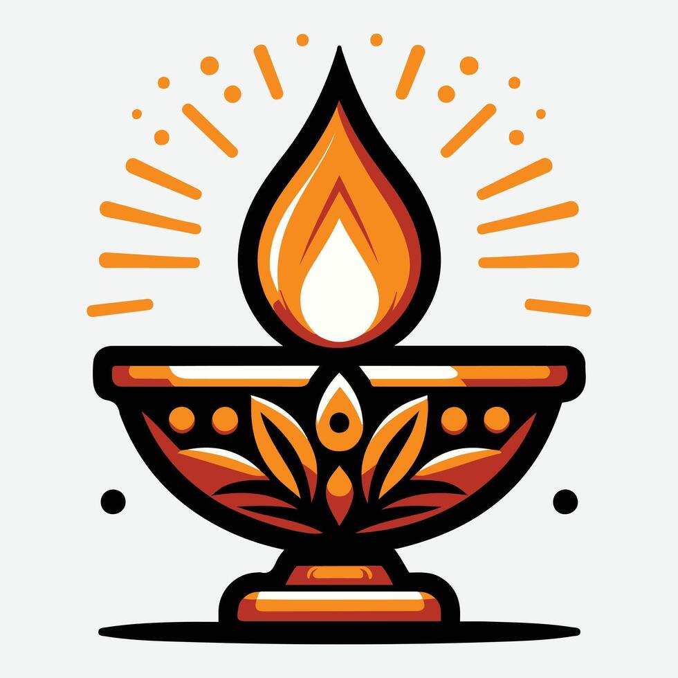 Lively Diya Illustrations Perfect for Diwali Festival Backgrounds vector
