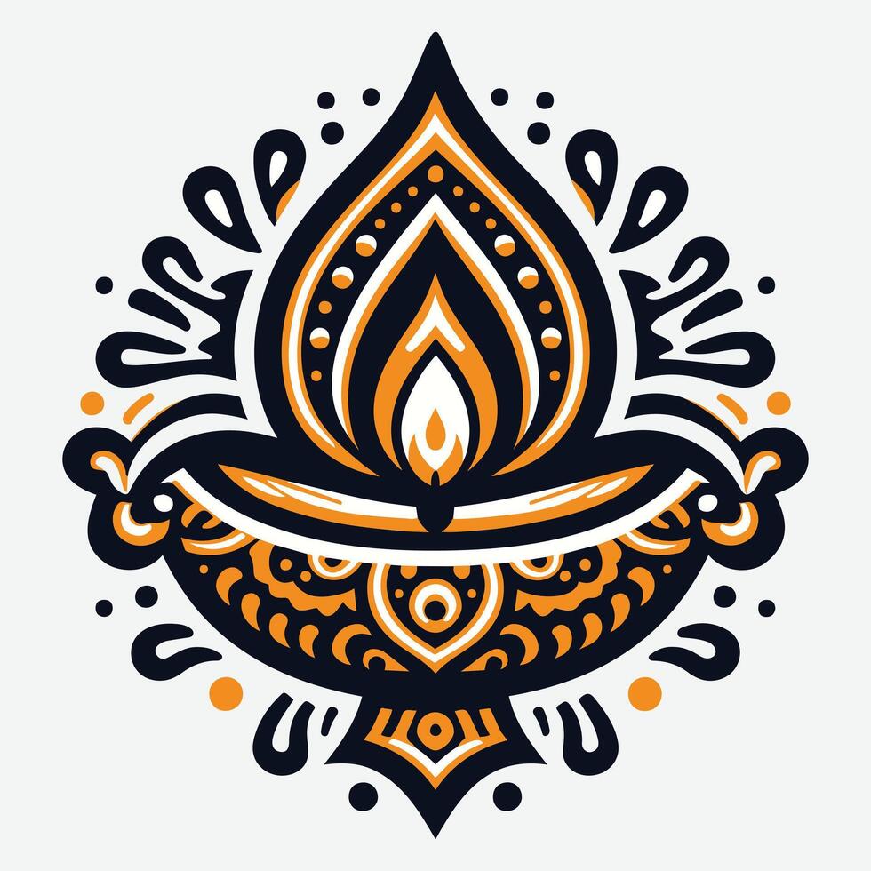 Bright Diya Illustrations Perfect for Celebrating the Diwali Festival vector