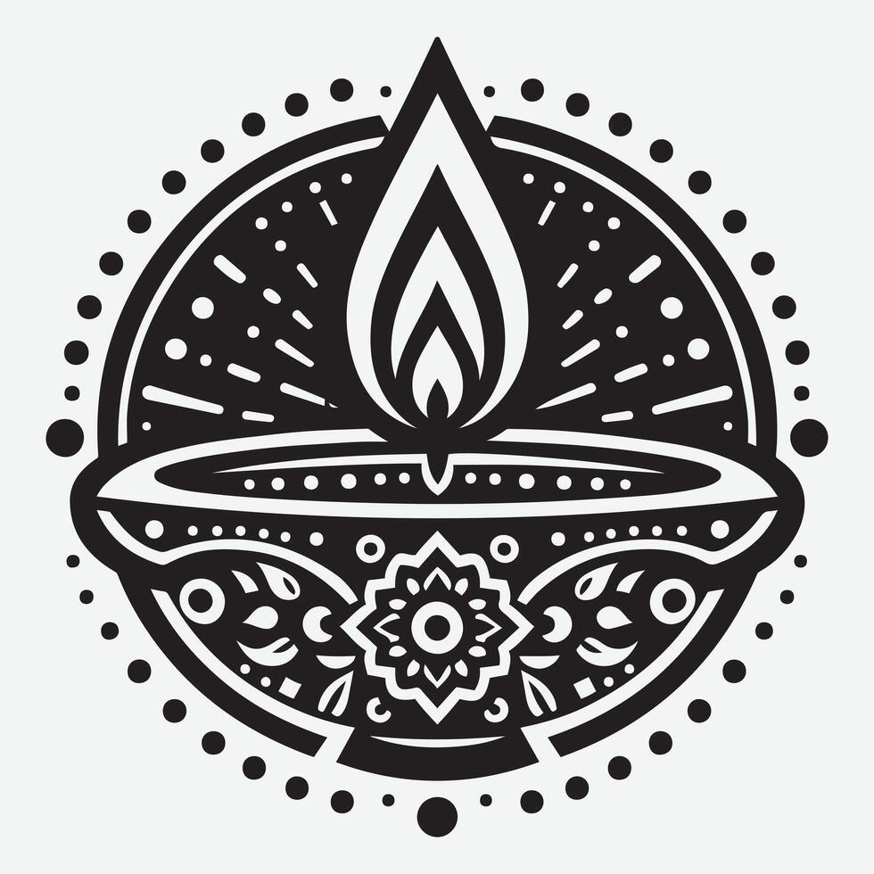 Modern Diya Silhouette Graphics for Contemporary Diwali Events vector