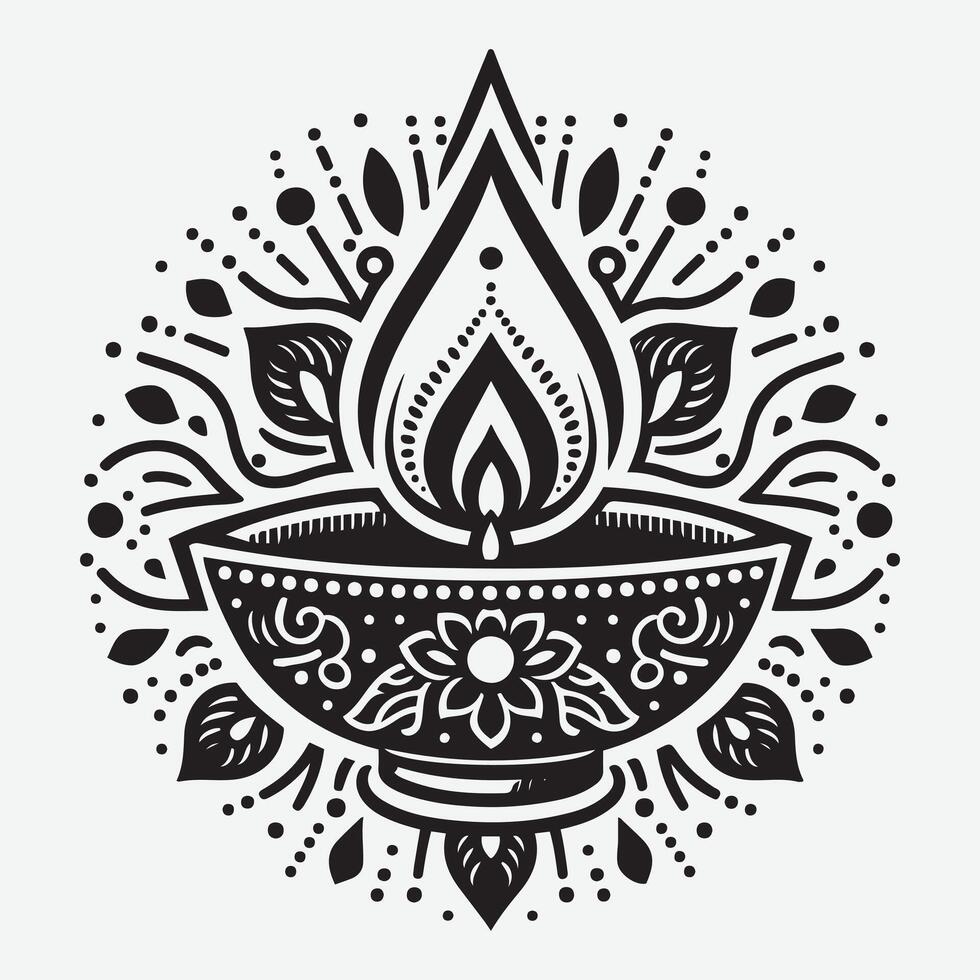 Lively Diya Silhouette for Colorful Diwali Background and Banner Designs vector