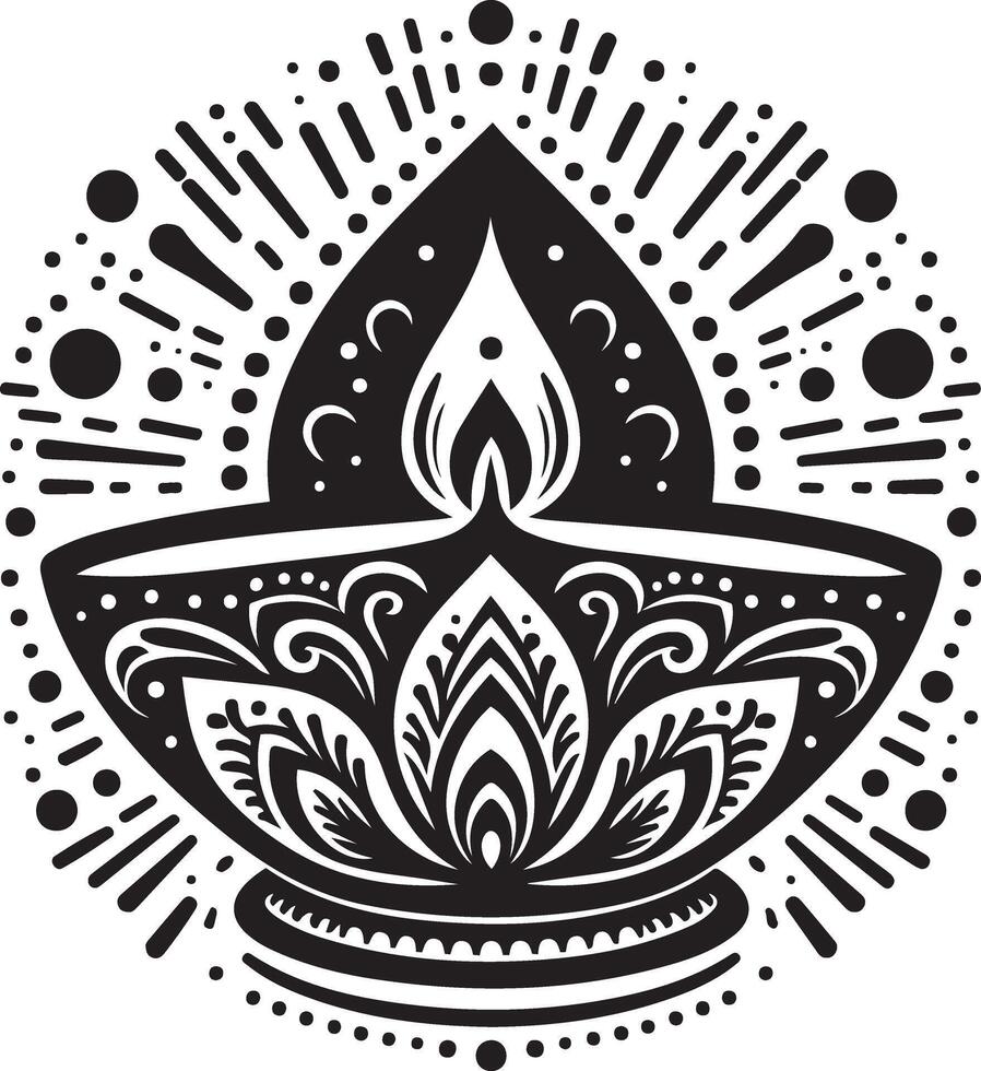 Bright Diya Silhouette for Joyful Diwali Festival Poster Designs vector