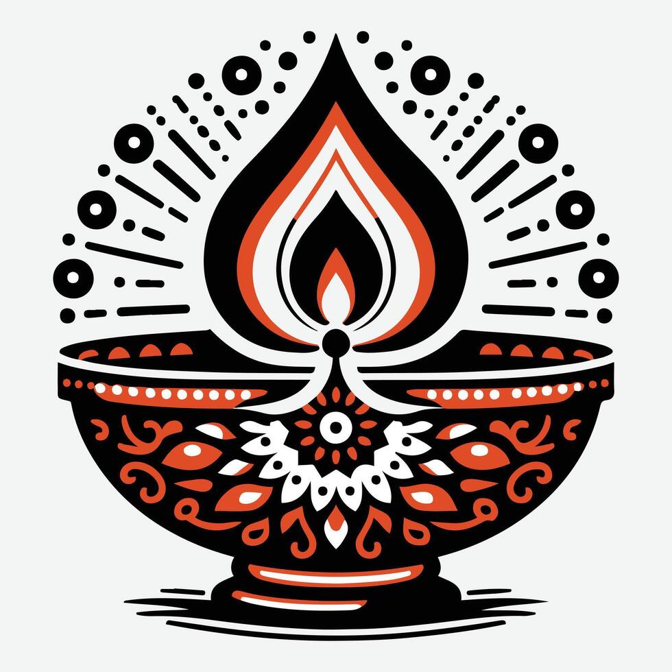 Radiant Diwali Oil Lamp Graphics Perfect for Holiday Banner Displays vector