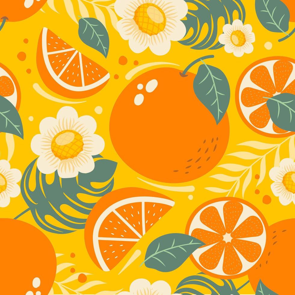 Seamless pattern orange on yellow background. vector