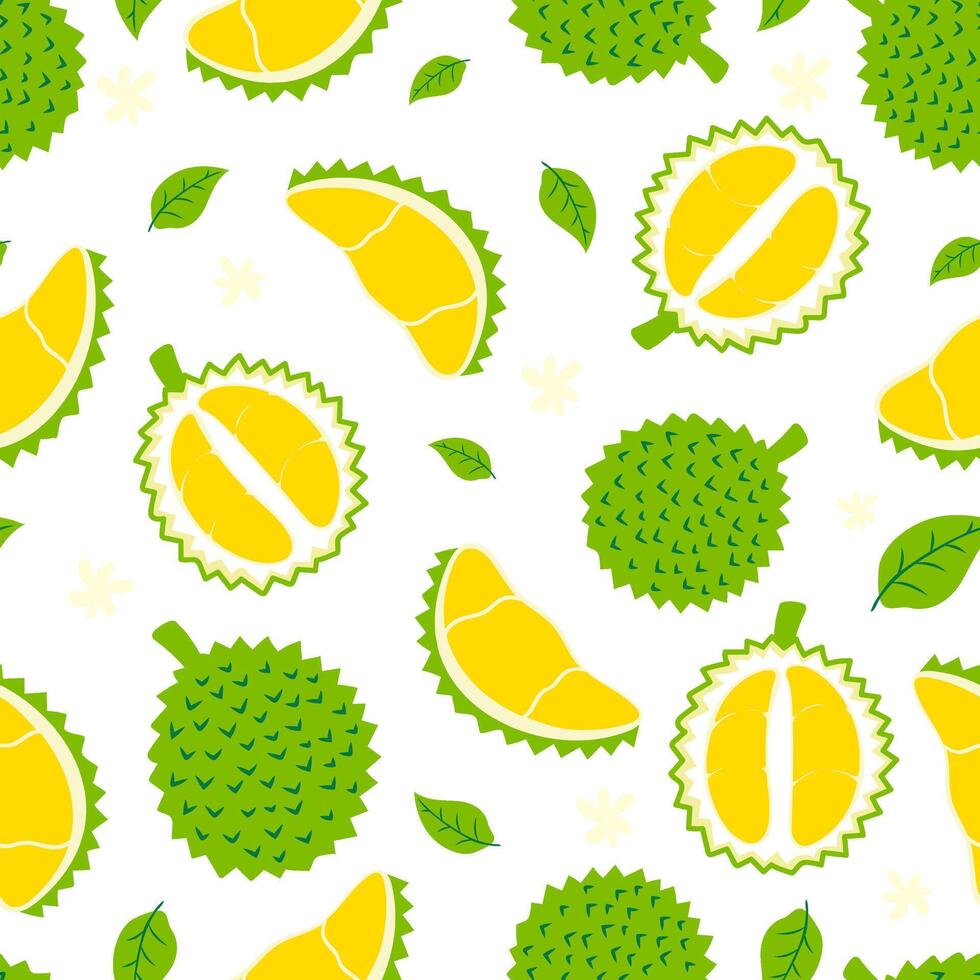 Seamless pattern cute durian fruits vector