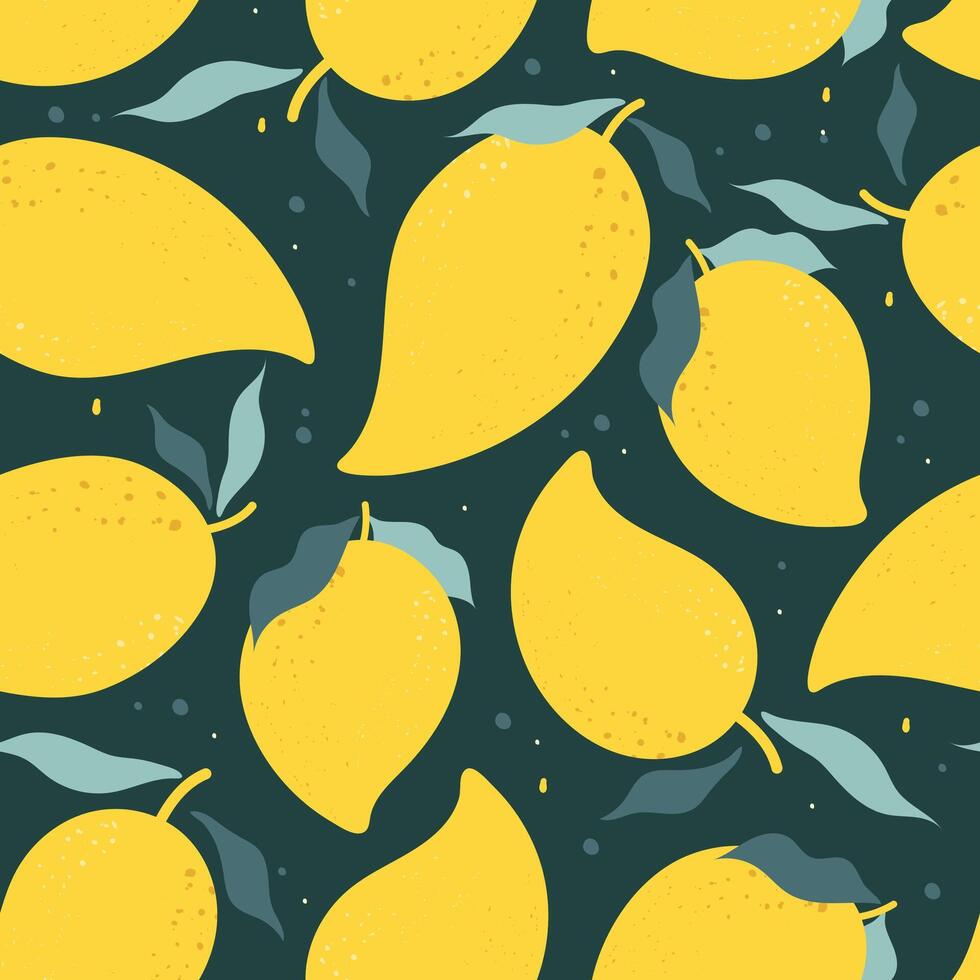 Seamless pattern mango fruits on color background. vector