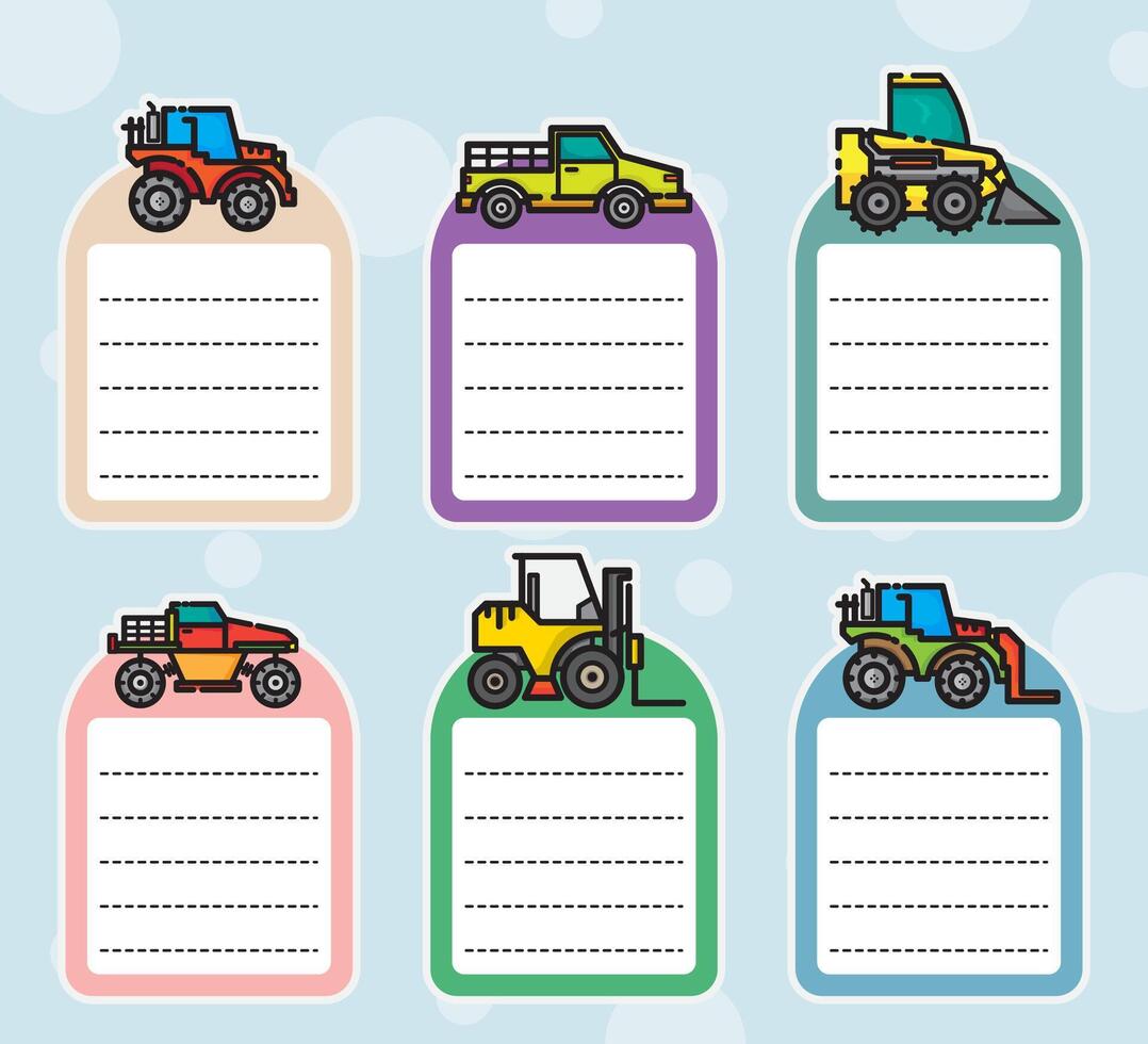 Vehicles Notebook Label vector