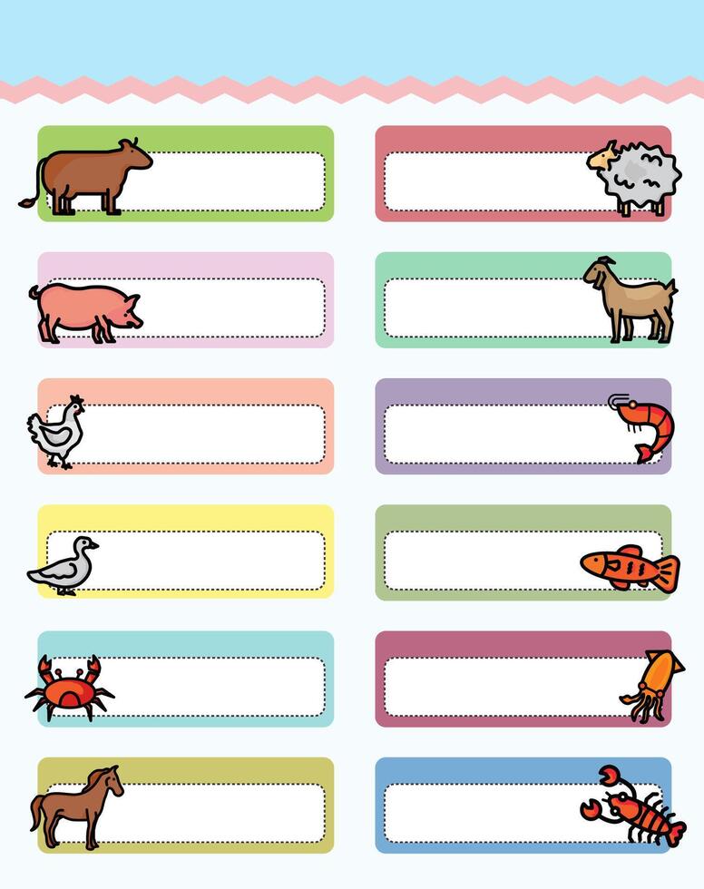 Animals Notebook School Labels vector