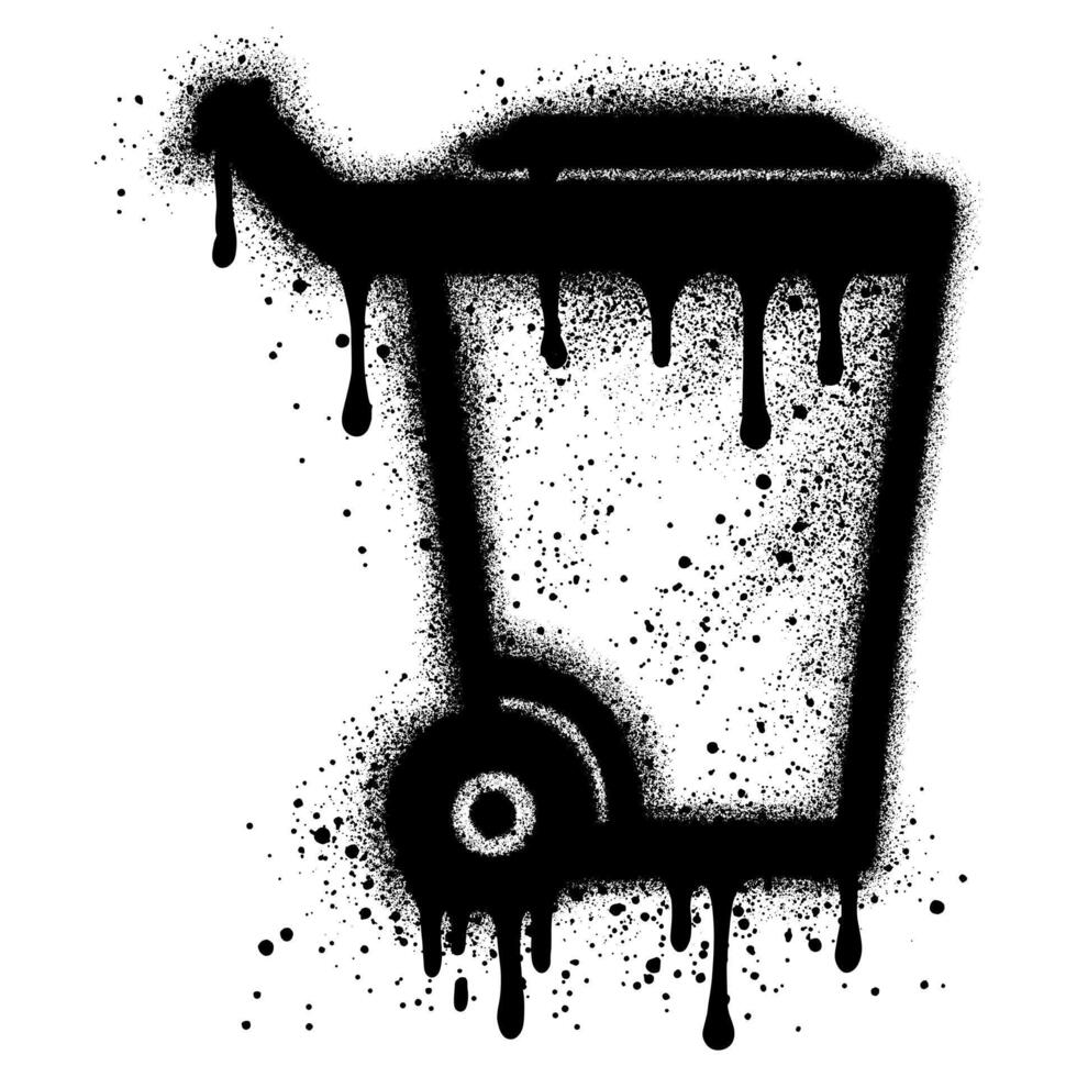 trash can graffiti with black spray paint. vector