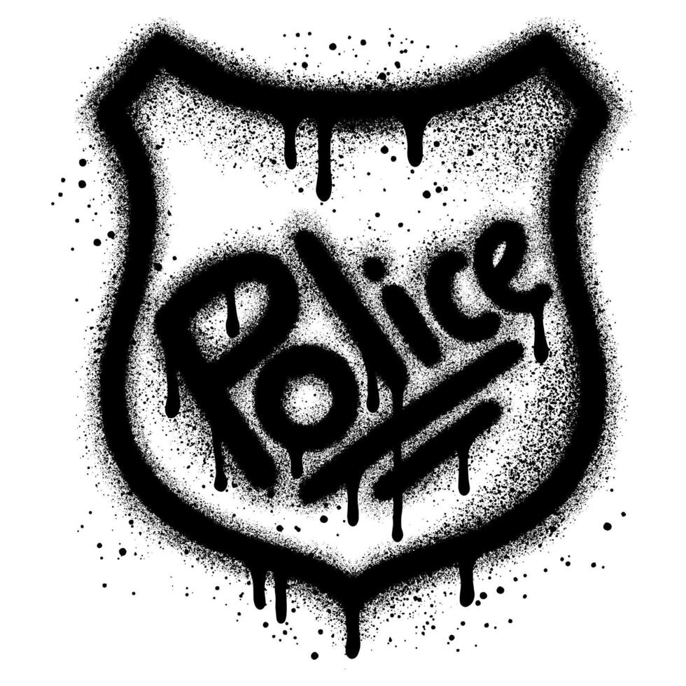 Police badge icon Spray painted in graffiti style isolated on white background. vector