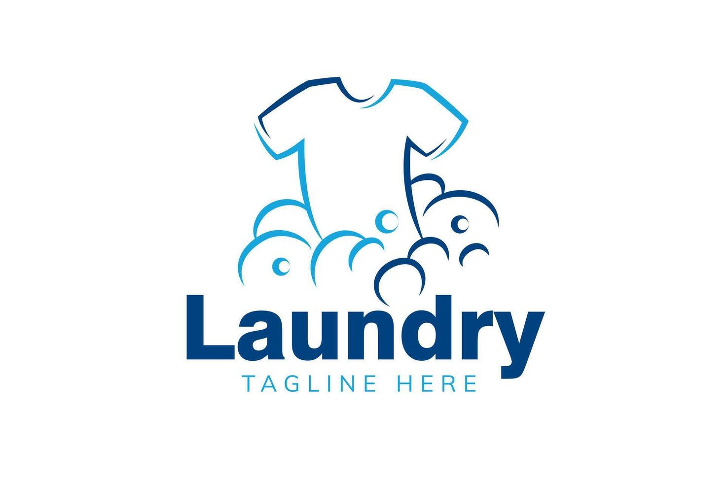 Laundry logo design template. Clothes illustration with detergent bubbles for laundry service logo vector