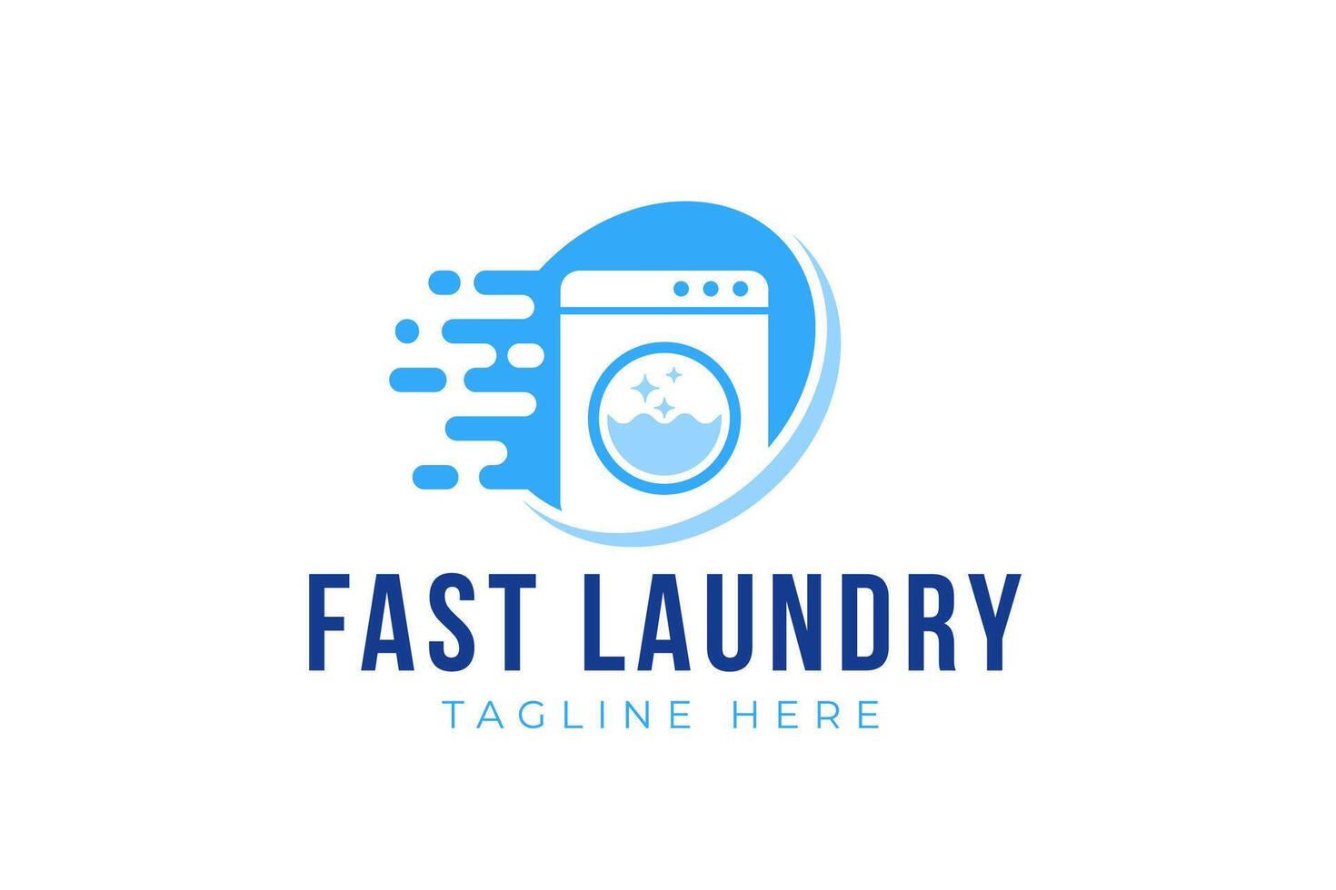 Express laundry logo design template. Washing machine with fast effect shape for laundry logo vector