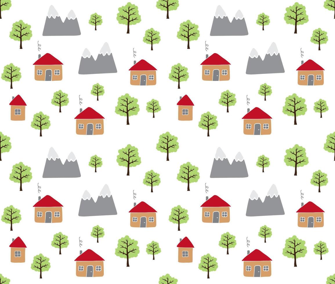 Seamless pattern of color sketch country vector