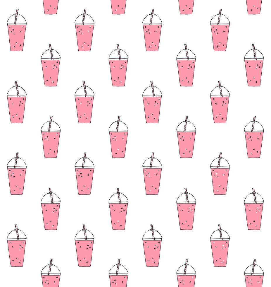 Seamless pattern of sketch smoothie drink vector