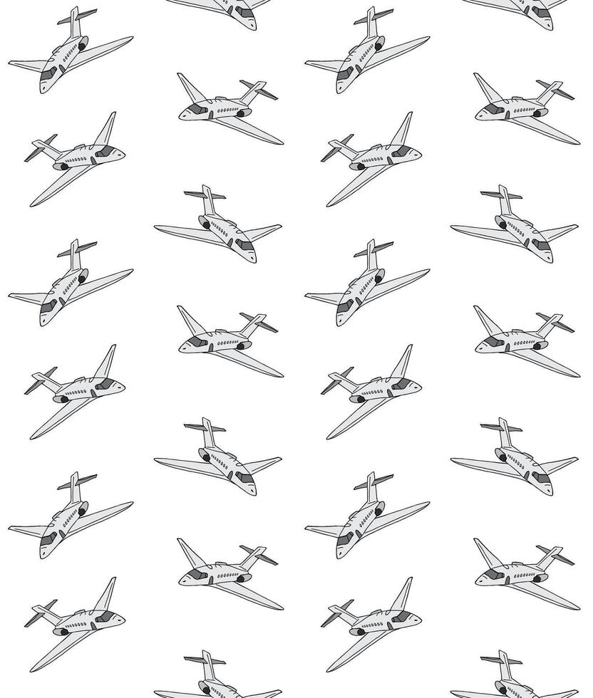 Seamless pattern of sketch airplane vector