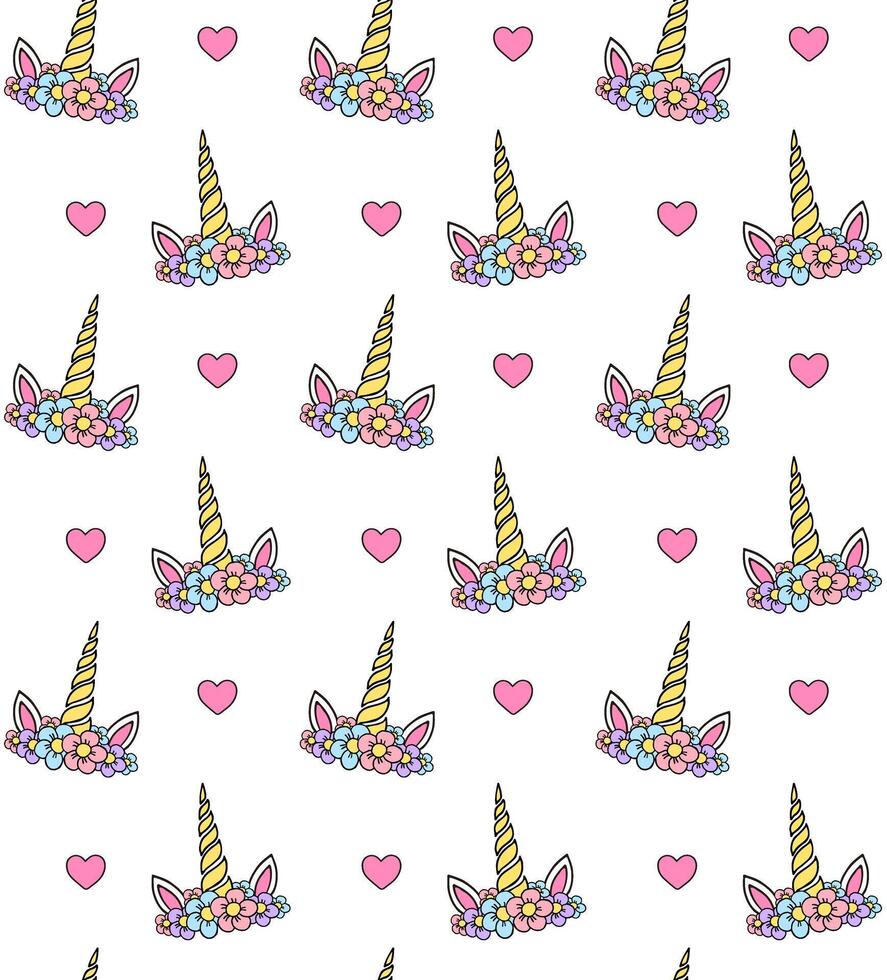 Seamless pattern of hand drawn unicorn face vector