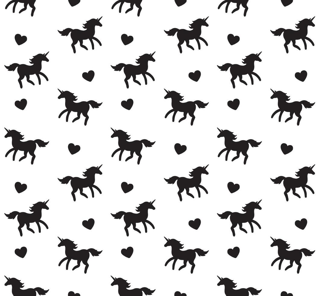 Seamless pattern of unicorn silhouette vector